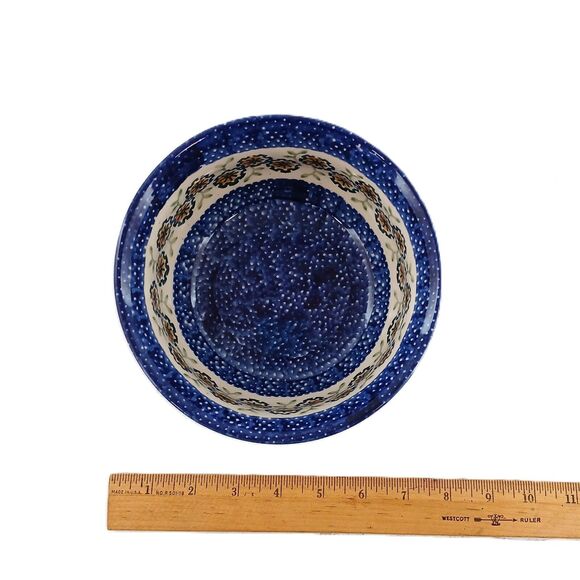 Manufaktura w Bolestawcu 8” Floral Ceramic Bowl Polish Pottery Handmade #102 - Picture 10 of 11